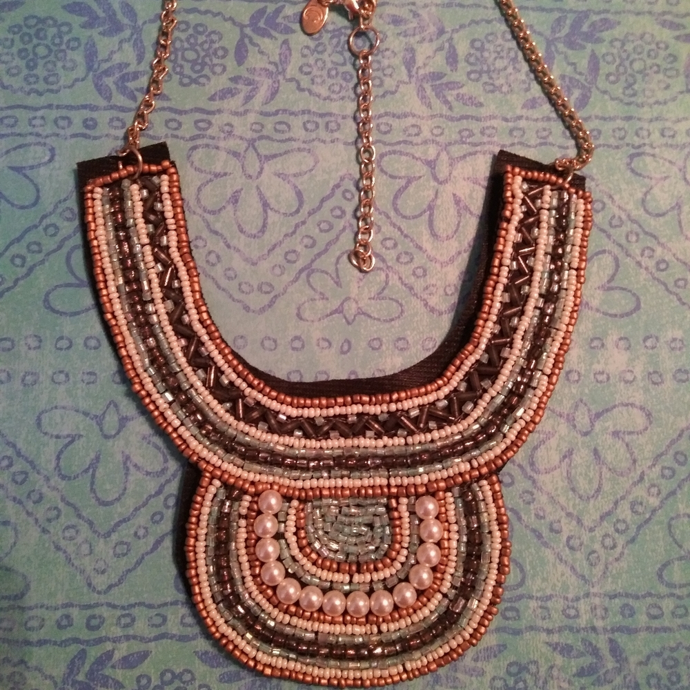 Statement Necklace Bib Beads Pearls